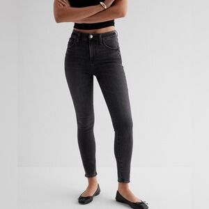 Express High Waisted Washed Black FlexX Skinny Jeans